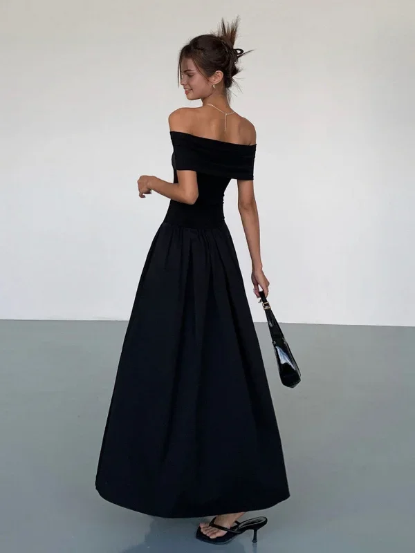 frenchy-solid-off-shoulder-long-dress