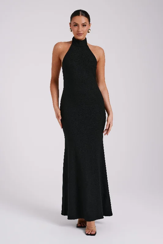 Genesis High Neck Maxi Dress - Black