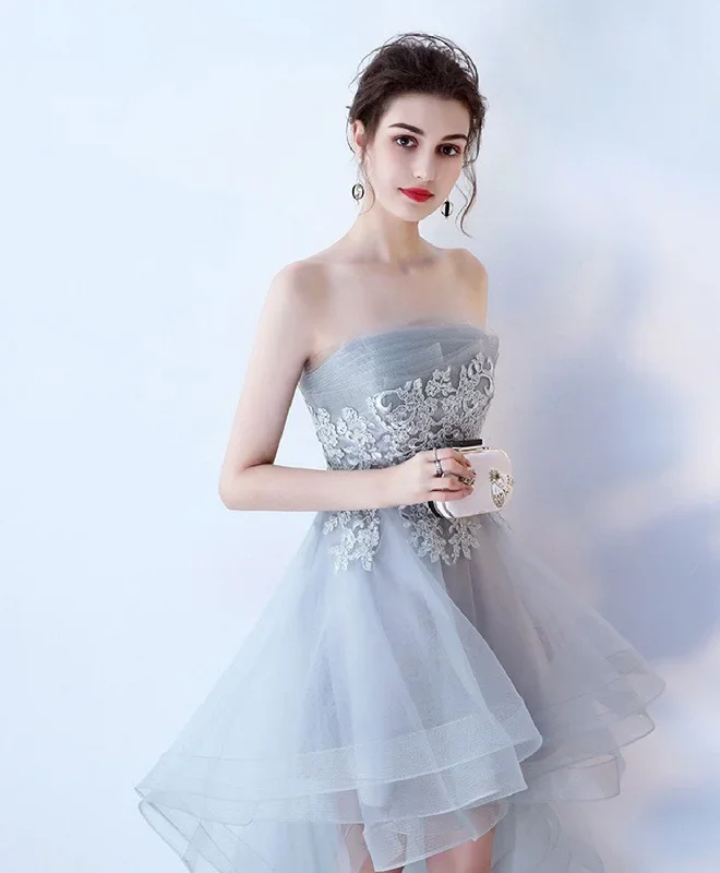 gray-tulle-lace-high-low-prom-dress-cute-homecoming-dress