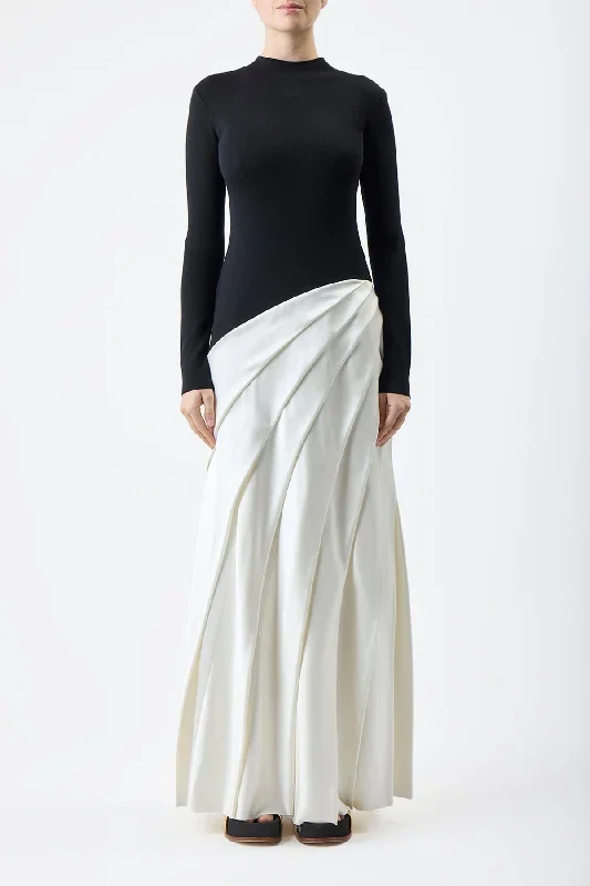 ismay-pleated-dress-black-ivory-silk-satin