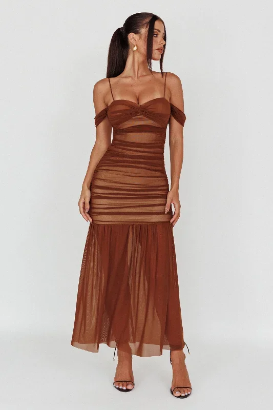 la-salle-ruched-mesh-maxi-dress-chocolate