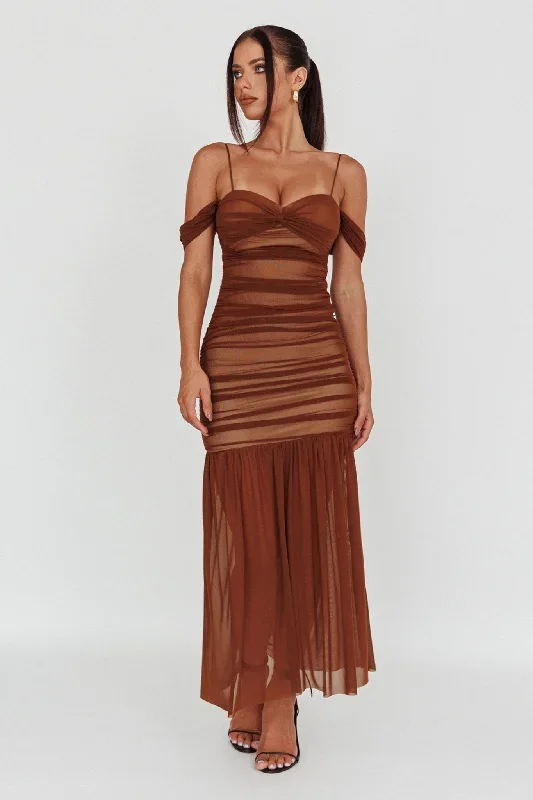 la-salle-ruched-mesh-maxi-dress-chocolate