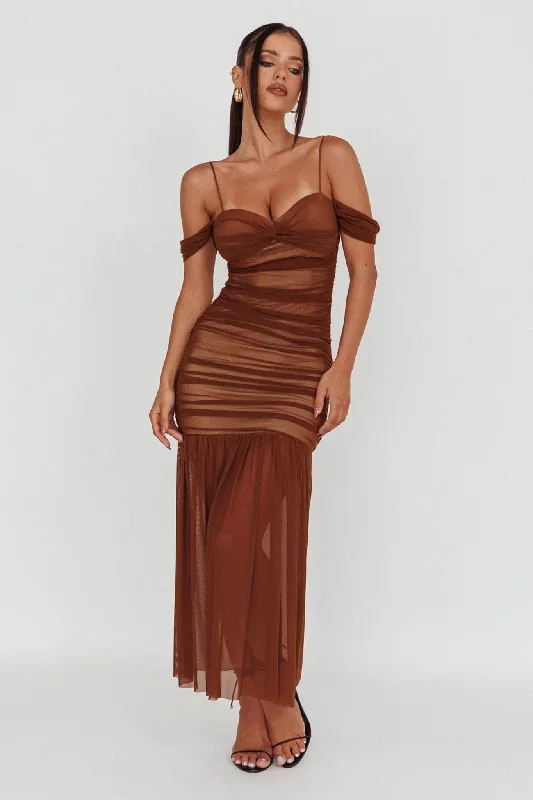 la-salle-ruched-mesh-maxi-dress-chocolate