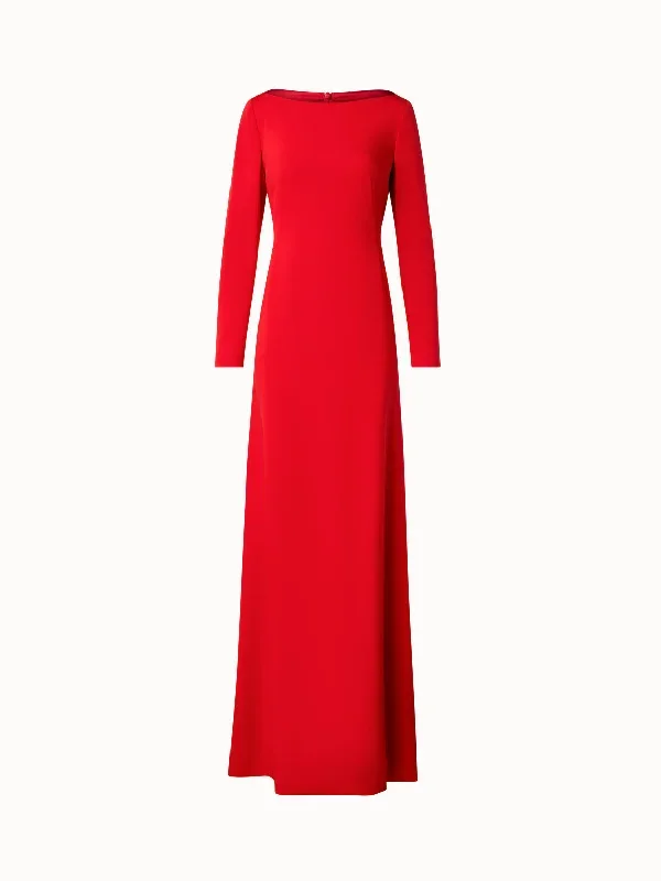 Long Silk Evening Dress with Long Sleeves