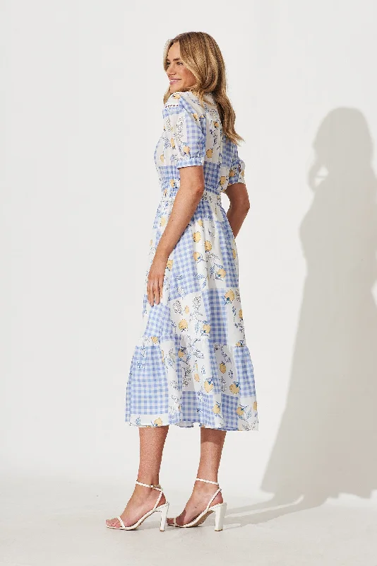 lynette-midi-dress-in-blue-gingham-check-with-lemon-patch-print