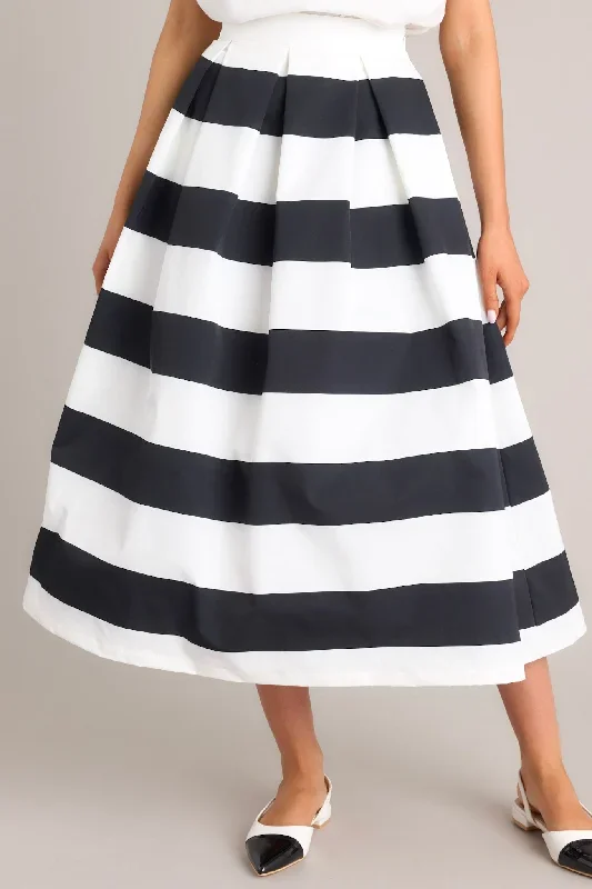 Memories in Focus Black & White Midi Skirt