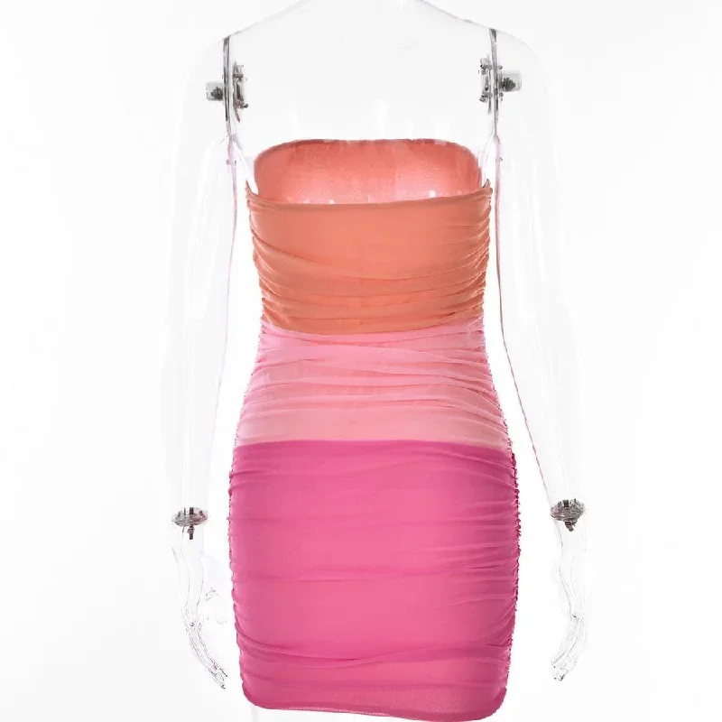 mesh-patchwork-contrast-ruched-tube-mini-dress