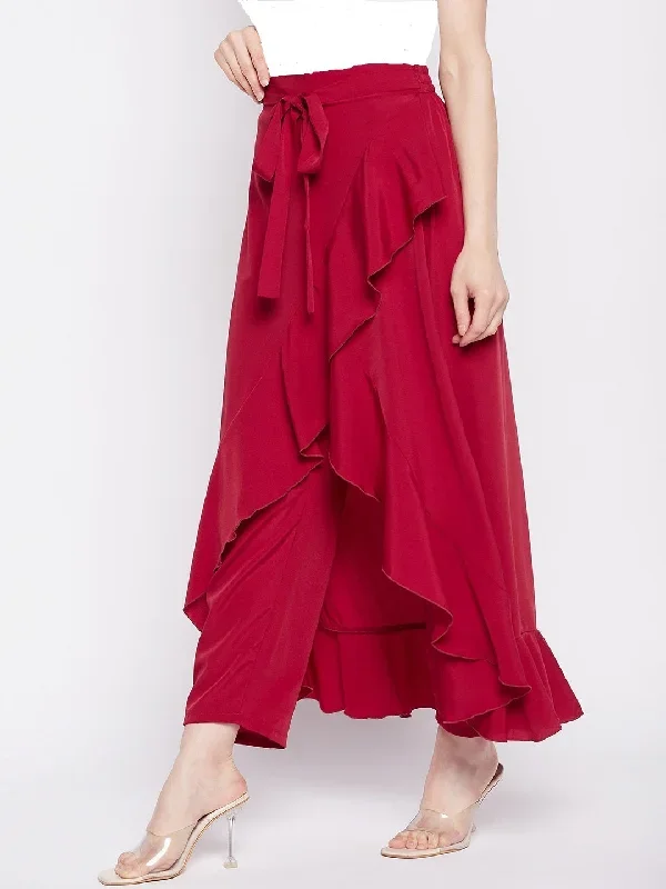 nabia-red-solid-ruffled-flared-maxi-skirt-with-attached-trousers