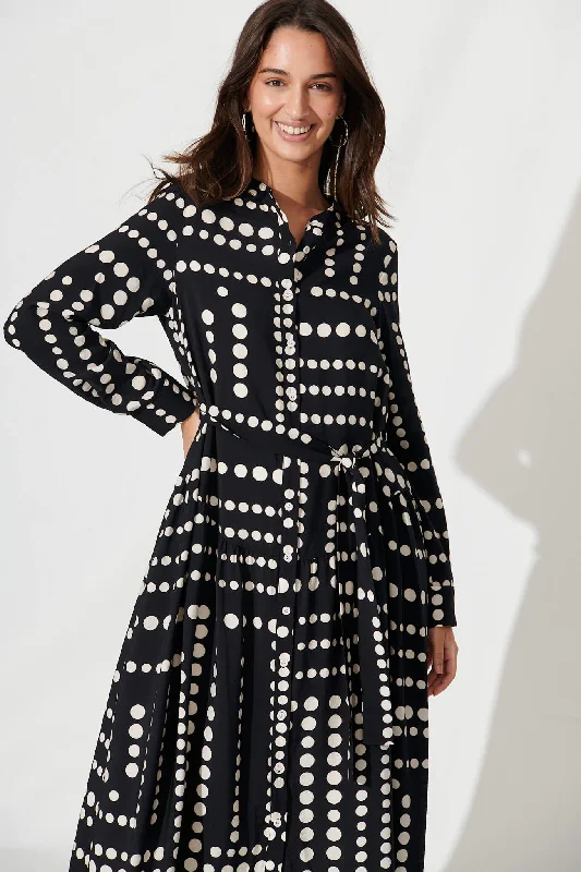 pamela-midi-dress-in-black-with-white-spot-cotton-blend