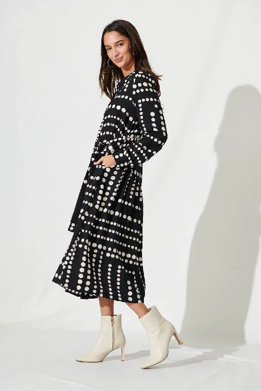 pamela-midi-dress-in-black-with-white-spot-cotton-blend