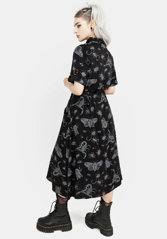 parasite-bugs-short-sleeve-midi-shirt-dress-black