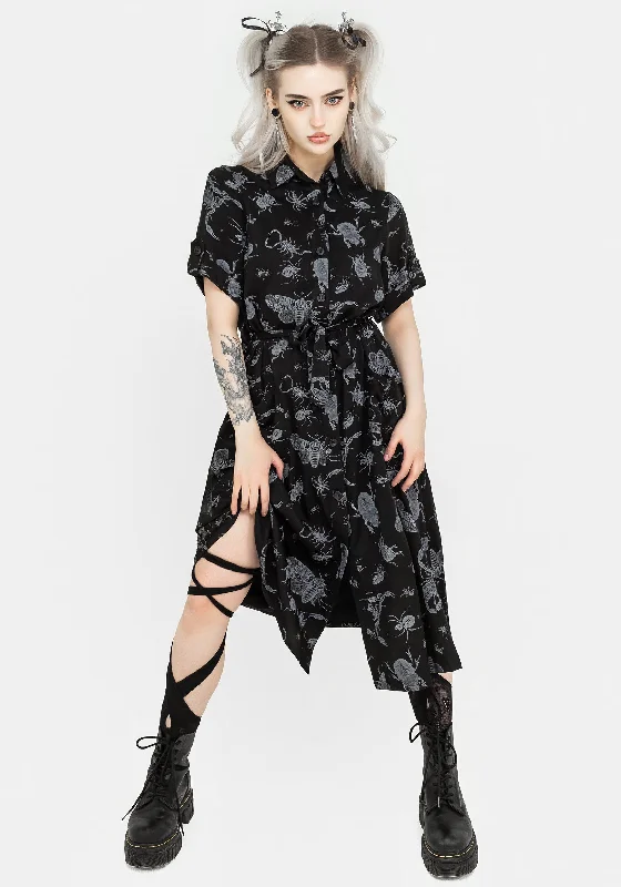 parasite-bugs-short-sleeve-midi-shirt-dress-black