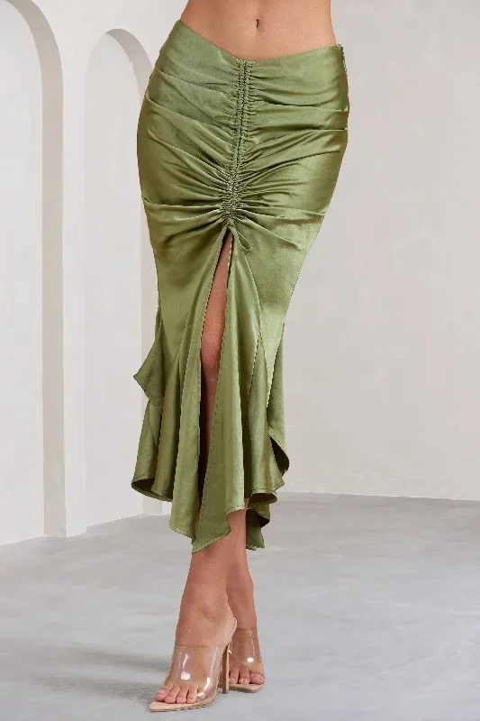 per-favore-olive-satin-ruched-split-maxi-skirt-cl129416113