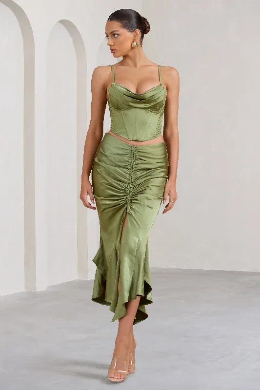 per-favore-olive-satin-ruched-split-maxi-skirt-cl129416113