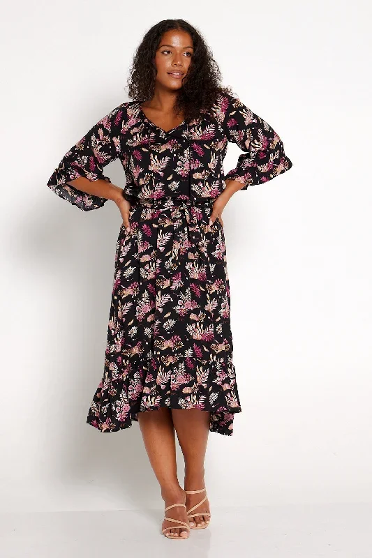 Petra Dress - Pink Floral Noir