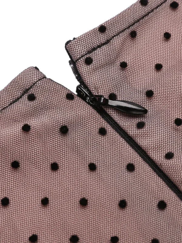 pink-1960s-polka-dot-mesh-pencil-dress