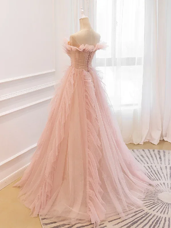 pink-off-shoulder-tulle-long-prom-dress-pink-a-line-tulle-evening-dress