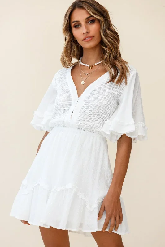 play-it-again-bust-placket-mesh-detail-dress-white