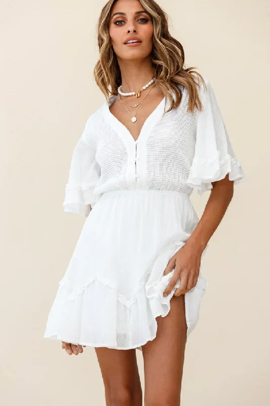 play-it-again-bust-placket-mesh-detail-dress-white