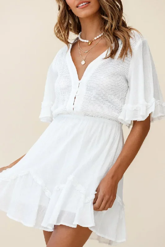 play-it-again-bust-placket-mesh-detail-dress-white