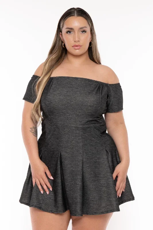 Plus Size Mathilde Pleated Dress - Black