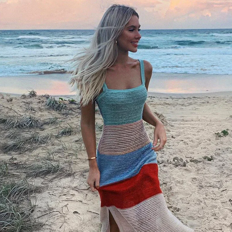 Pretty Sweet Colorblock Crochet Maxi Dress - FINAL SALE