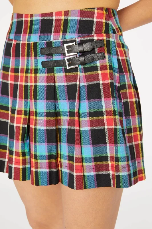 rainbow-tartan-buckle-skort