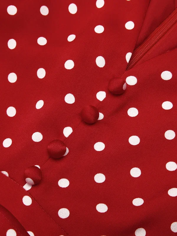 red-1960s-dots-v-neck-pencil-dress