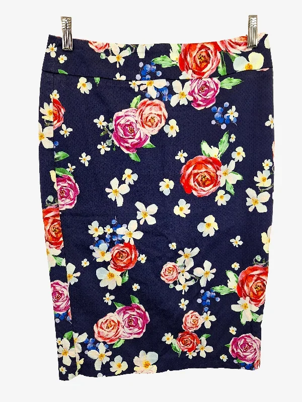 Review Navy Floral Pencil Mini Skirt Size 10