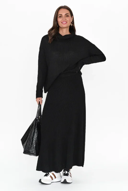 roshni-black-knit-maxi-skirt