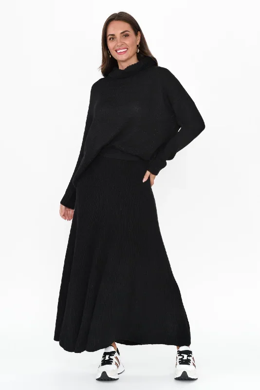 roshni-black-knit-maxi-skirt