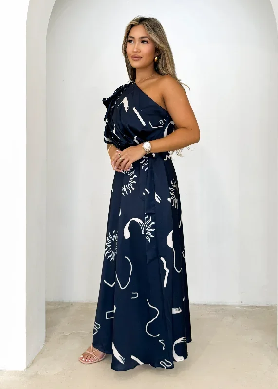 rowler-one-shoulder-midi-dress-navy-abstract