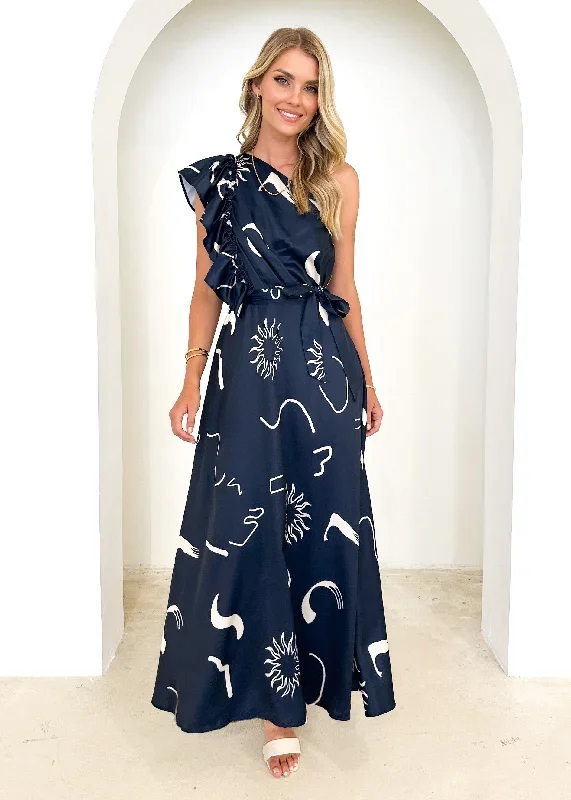 rowler-one-shoulder-midi-dress-navy-abstract