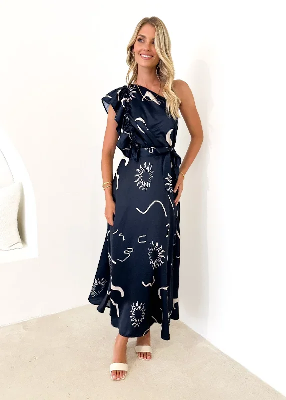 rowler-one-shoulder-midi-dress-navy-abstract