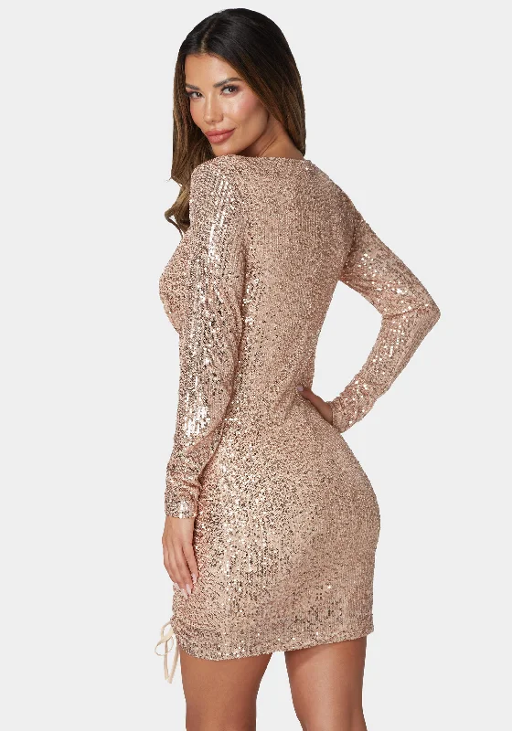 ruched-sequin-mini-dress-hazelnut-silver