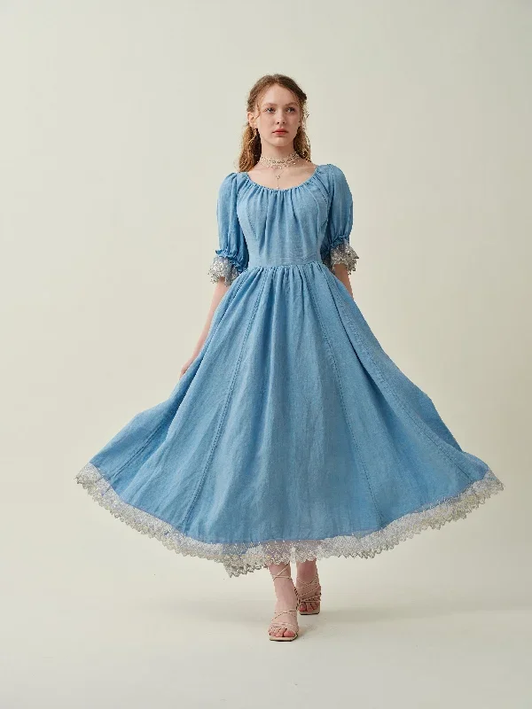 ruffle-linen-lace-dress-in-light-blue-medieval-dress-victorian-dress-french-dress-gothic-dress-evening-dress-linennaive