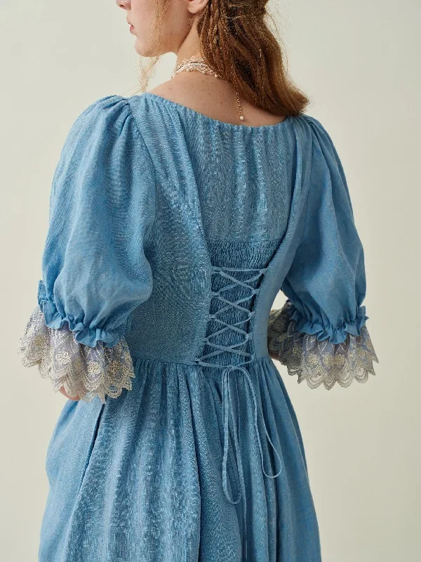 ruffle-linen-lace-dress-in-light-blue-medieval-dress-victorian-dress-french-dress-gothic-dress-evening-dress-linennaive