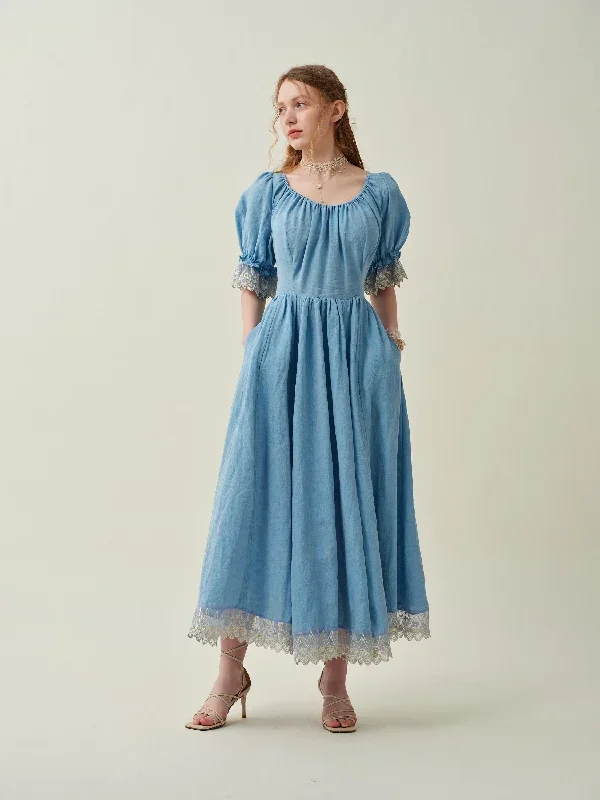 ruffle-linen-lace-dress-in-light-blue-medieval-dress-victorian-dress-french-dress-gothic-dress-evening-dress-linennaive