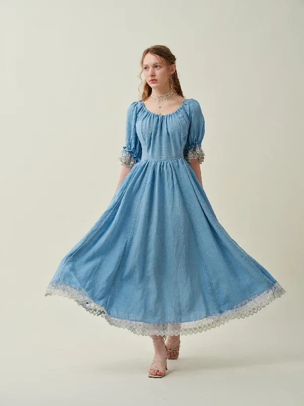 ruffle-linen-lace-dress-in-light-blue-medieval-dress-victorian-dress-french-dress-gothic-dress-evening-dress-linennaive