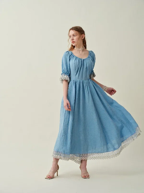 ruffle-linen-lace-dress-in-light-blue-medieval-dress-victorian-dress-french-dress-gothic-dress-evening-dress-linennaive