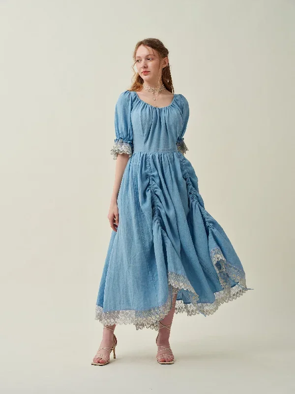 ruffle-linen-lace-dress-in-light-blue-medieval-dress-victorian-dress-french-dress-gothic-dress-evening-dress-linennaive