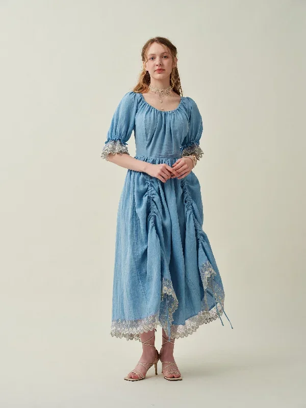 ruffle-linen-lace-dress-in-light-blue-medieval-dress-victorian-dress-french-dress-gothic-dress-evening-dress-linennaive