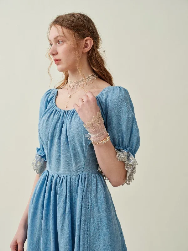 ruffle-linen-lace-dress-in-light-blue-medieval-dress-victorian-dress-french-dress-gothic-dress-evening-dress-linennaive