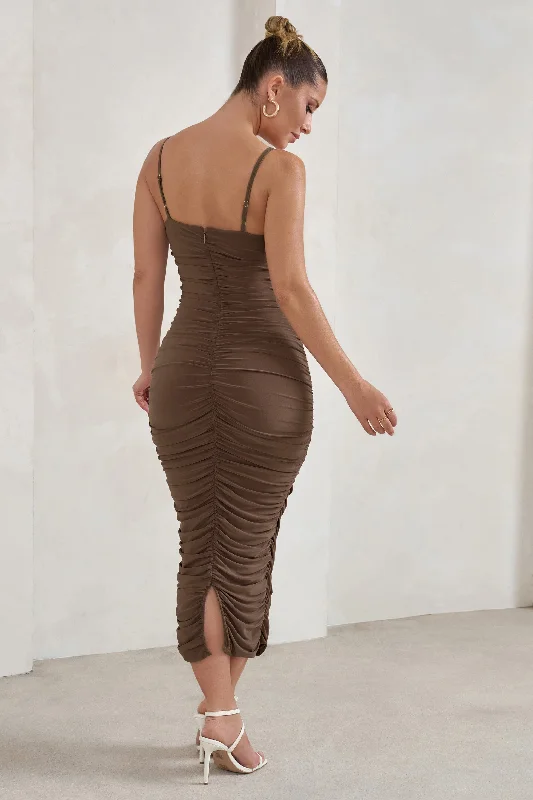 saffy-brown-cami-mesh-ruched-midi-dress-cl129306067