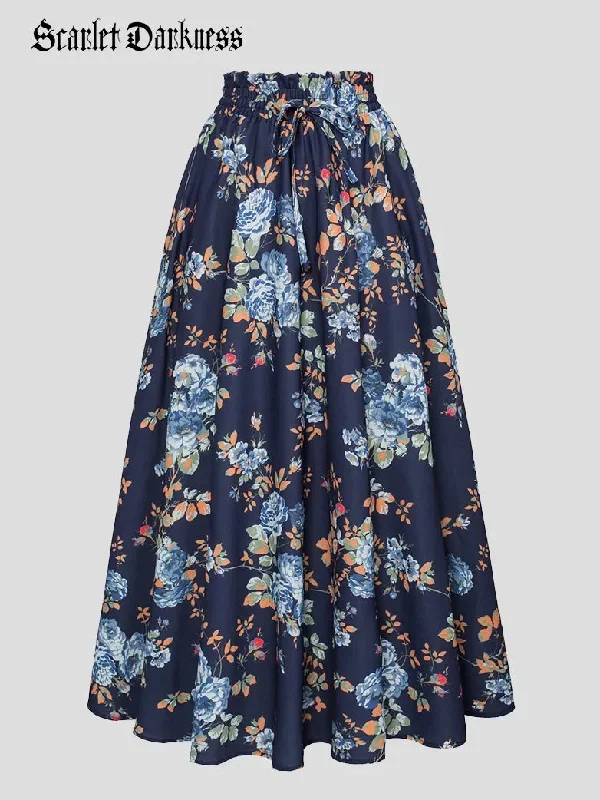 scarlet-darkness-floral-skirts-women-elastic-drawstring-waist-pocket-swing-skirt