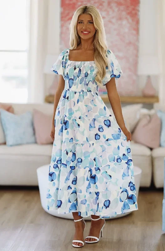 Secret in Love Floral Maxi Dress - Blue