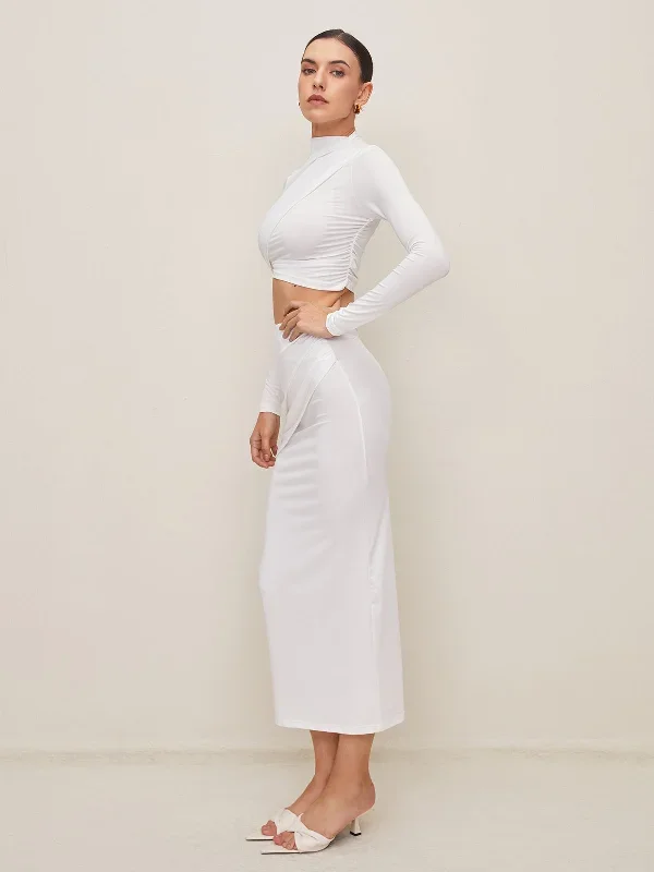 solid-long-sleeve-open-navel-skirt-set