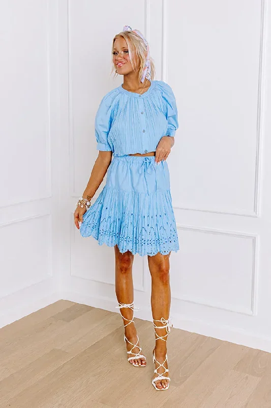 Southern Flair Pleated Eyelet Mini Skirt