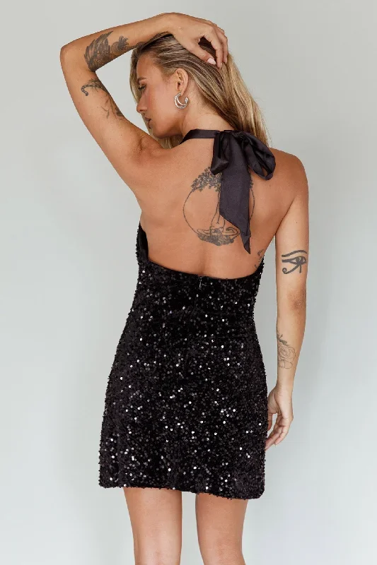 star-lights-halterneck-mini-dress-sequin-black