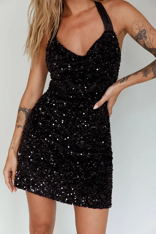 star-lights-halterneck-mini-dress-sequin-black